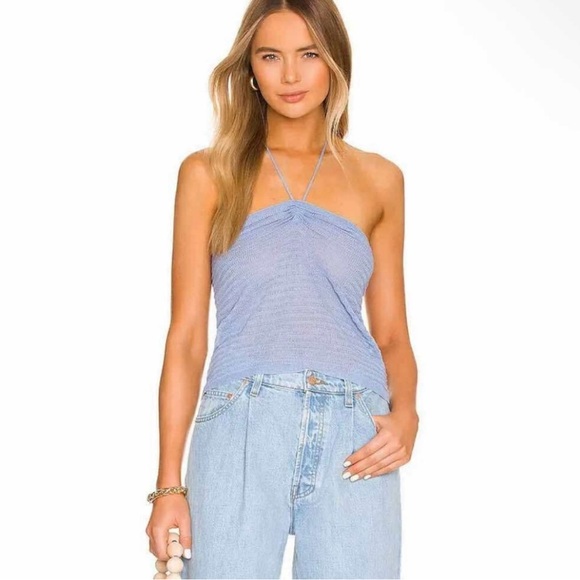525 America Revolve Halter Tube Top in Waterfall Light Blue Festival XS Med Lg - Picture 1 of 6